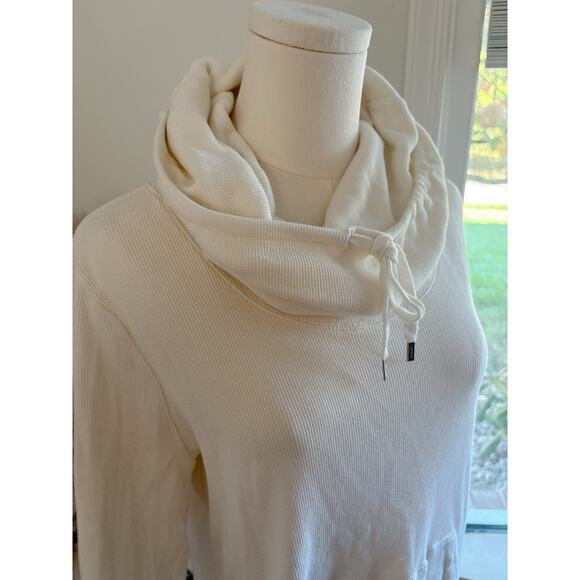 Lauren Ralph Lauren Women’s White Rib Knit Thermal Funnel Neck Sweatshirt Large - Picture 3 of 8